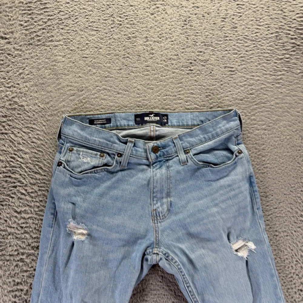 Hollister Epic Flex Jeans Mens 29x30 Blue Cotton Denim Straight Slim Distressed